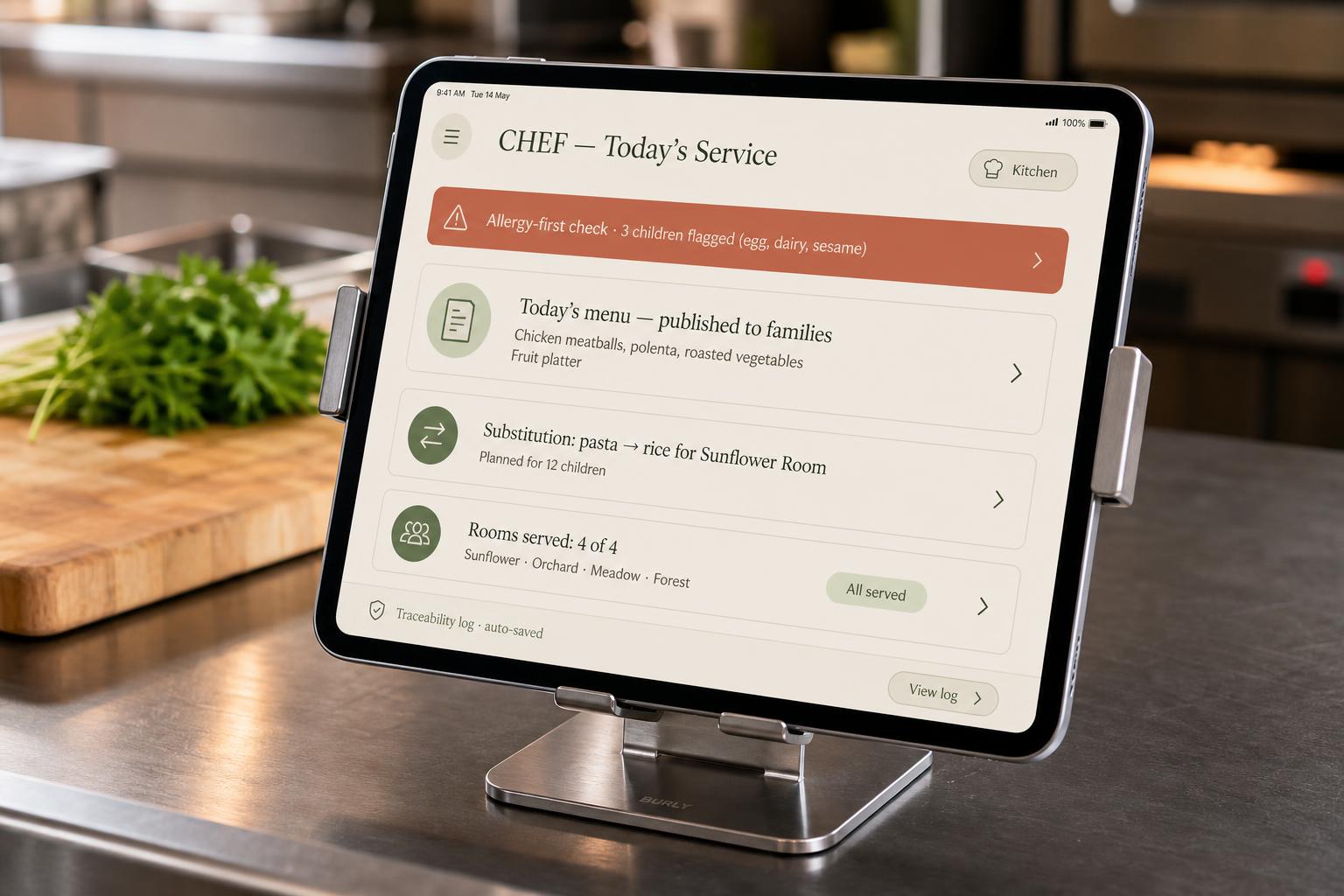 On the iPad — Chef view